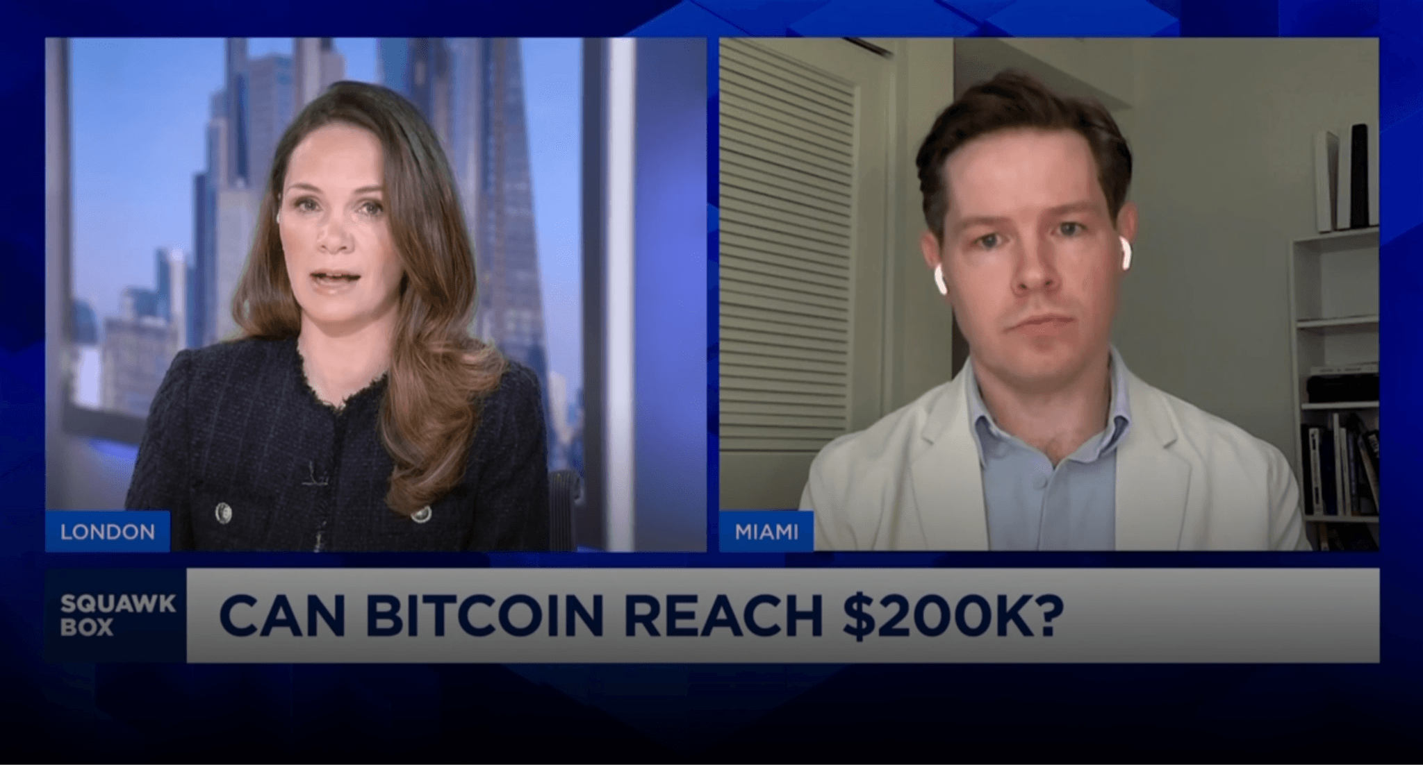 Sid Powell on CNBC Squawk Box discussing Bitcoin