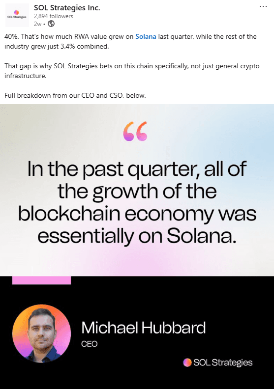 CEO Michael Hubbard on Solana's share of blockchain economy growth
